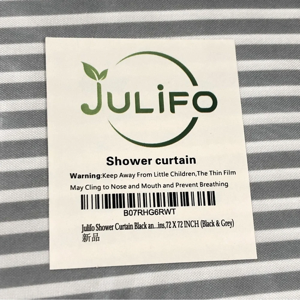 Shower Curtain Grey and Black Ombré Striped